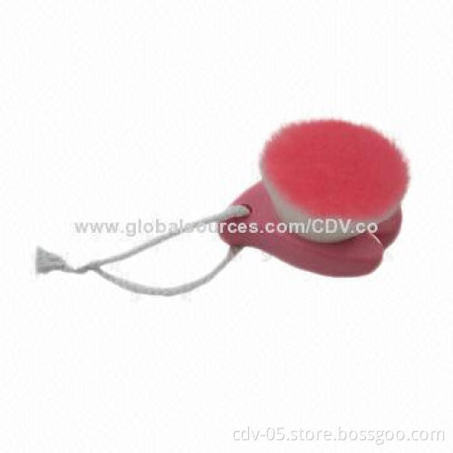Facial makeup brushes, made of plastic ferrule and handle, with double color synthetic hair